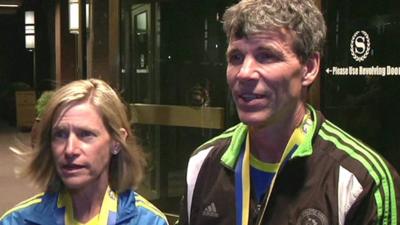 Marathon runners Cindy Hill and Michael Schlitt