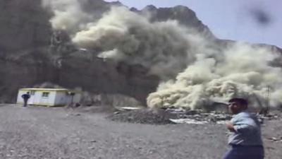 Still from video footage of the impact of a powerful earthquake in south-eastern Iran, 16 April 2013