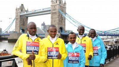 Marathon men at London Bridge