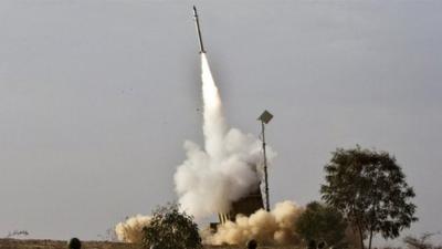 Iron Dome launcher fires inceptor rocket