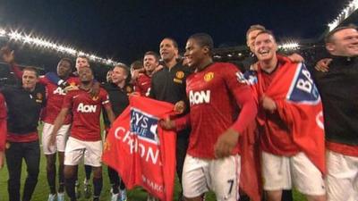 Man United players celebrate title