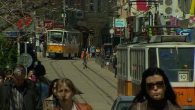 People walking down the street in Sofia