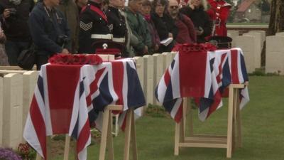 The remains of Lt John Pritchard and Pte Christopher Douglas Elphick