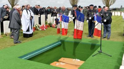 The coffins of the two soldiers