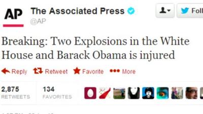 Associated Press news agency's Twitter account is hacked