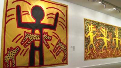 A stick figure print by Keith Haring