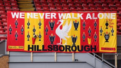 Banner in memory of Hillsborough victims