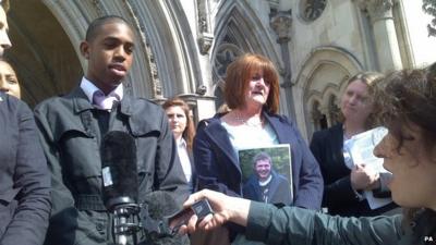 Hughes Cousins-Chang with Ann Thornber (right), the mother of suicide victim Edward Thornber