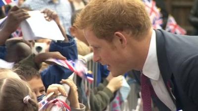 Prince Harry meets schoolchildren