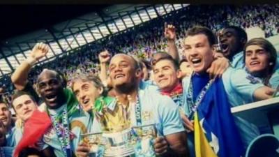 Manchester City celebrate Premier League championship in 2012