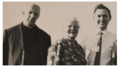 A photo taken in 1969 of Louis as a young man with his mother, Maria and Paul Bouvet at their reunion