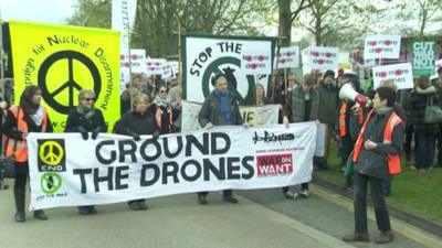 Anti-drone protesters