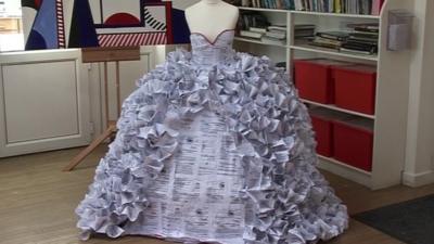 Demi Barnes' wedding dress made out of divorce papers