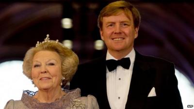 Queen Beatrix of the Netherlands and her son Prince Willem-Alexander