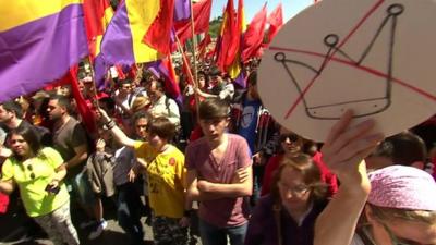 Anti-monarchy protesters in Spain