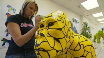 Artist Cleo Herd with her creation