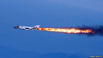 SpaceShipTwo under rocket power