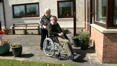 Ieuan Evans in his wheelchair