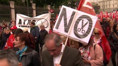 Protesters in Madrid