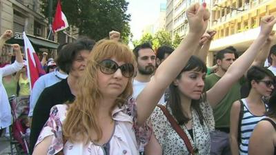 Protesters in Greece on May Day