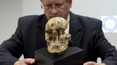 Doug Owsley and the skull of "Jane of Jamestown