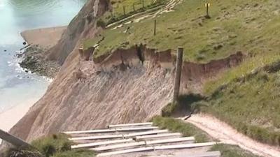 Rock slide in St Oswald's Bay