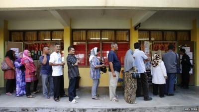 Voters queuing