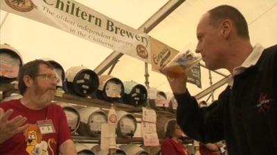 A man sips beer at Reading Beer Festival