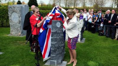 The Countess of Wessex unveils a memorial at the National Arboretum Centre, Alrewas, Staffordshire