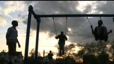 Children on a swing in Cleveland