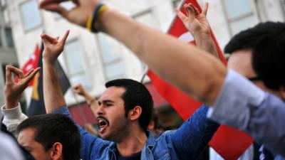 Turkish nationalists chant slogans