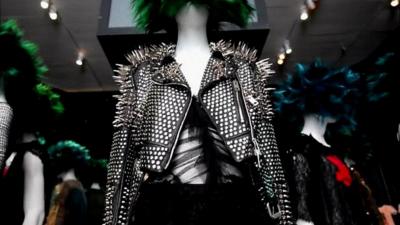 A studded jacket from the Chaos to Couture exhibition at the Metropolitan Museum of Art