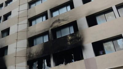 A view of a garment factory after it caught fire in Dhaka on May 9, 2013