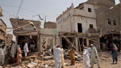 Bomb blast site in Karachi