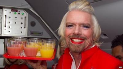 Richard Branson dressed as a woman