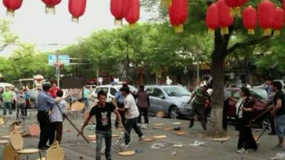 The scene of a street fight in China