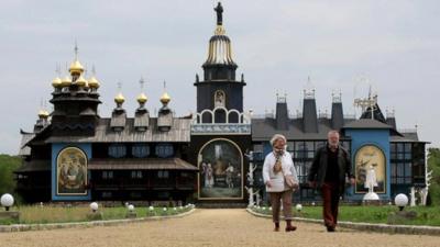 Visitors at the Bells Palace in Germany