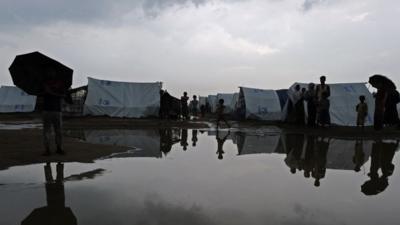 Rohingya Muslims in waterlogged camp