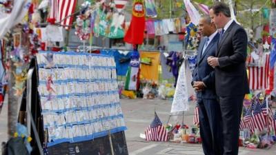 David Cameron at Boston marathon bombing memorial