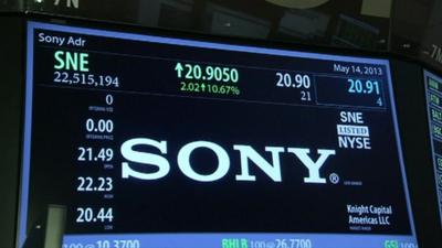 Sony share price displayed at NYSE