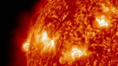 Solar flares on the surface of the Sun