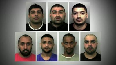 The seven men found guilty of raping and trafficking girls