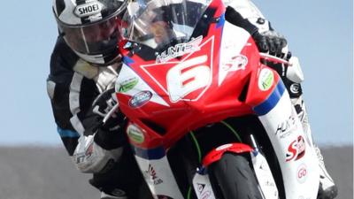 Michael Dunlop in action during Tuesday's practice session at the North West 200