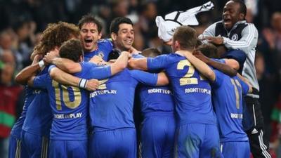 Chelsea celebrate winning the Europa League