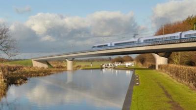 Part of the new proposed route for the HS2 high speed rail scheme