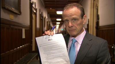 BBC Chief Political Correspondent Norman Smith holds the private members bill on an EU amendment that will be introduced to parliament