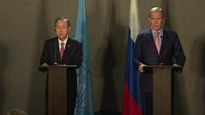 Ban Ki-moon and Sergei Lavrov