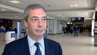 Nigel Farage speaks at Edinburgh Airport