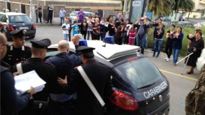 "Peppe" Pesce waves to supporters