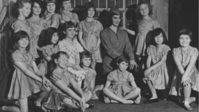 Children in pantomime Humpty dumpty in the 1960s